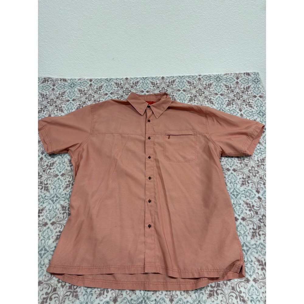 World Wide Sportsman Mens 2XL Orange Short Sleeve Fishing Shirt Button Down Pock
